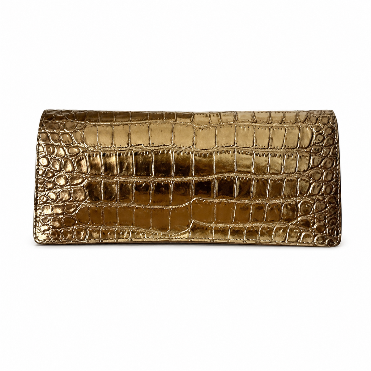 Chanel Gold Croc-Embossed Clutch Bag