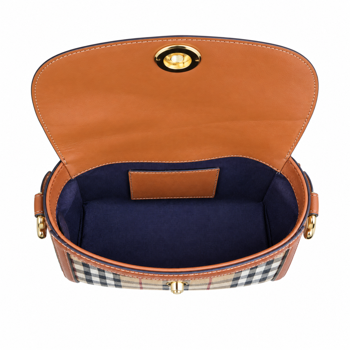 Burberry Check Flap Bag with Logo Strap