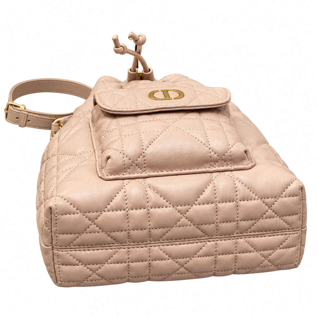 Dior Caro Bucket Bag in Rose Nude Cannage Leather with CD Clasp