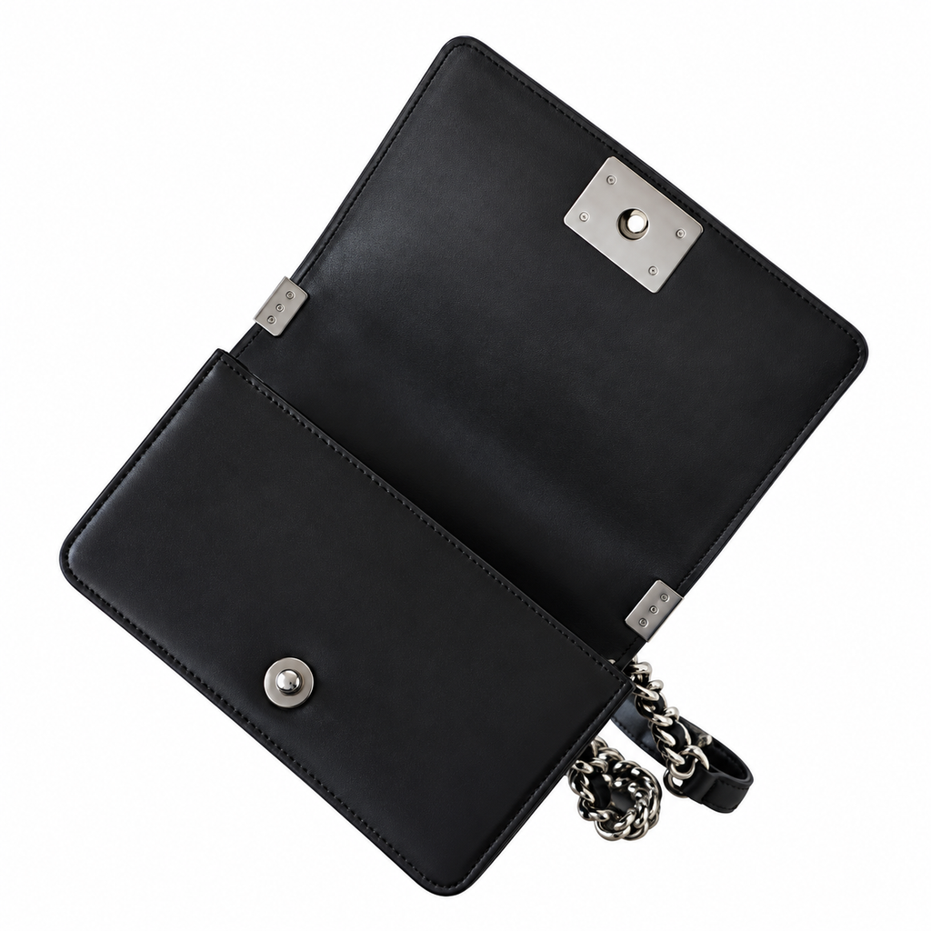 Chanel Black Quilted Lambskin Boy Bag Silver Hardware