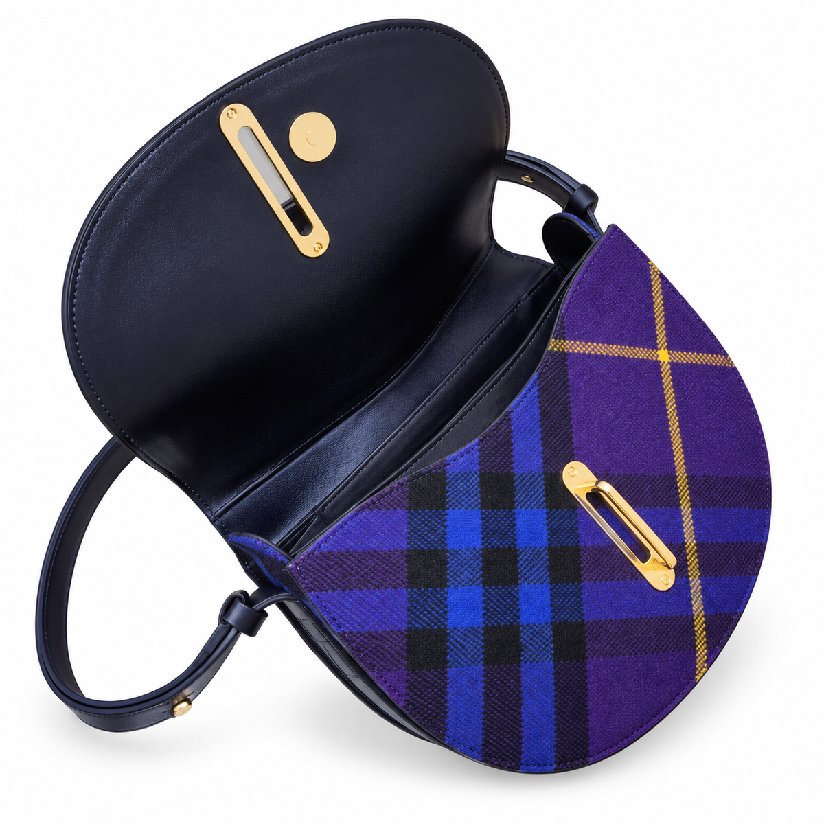 Burberry Purple Check Saddle Bag