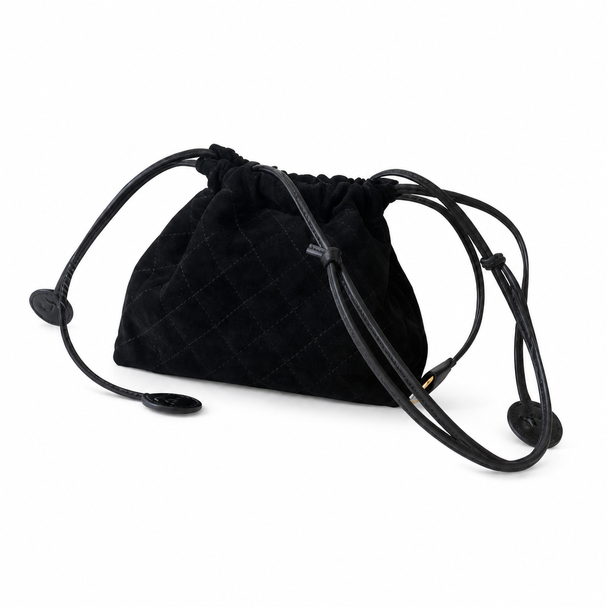 Chanel Black Quilted Drawstring Bucket Bag