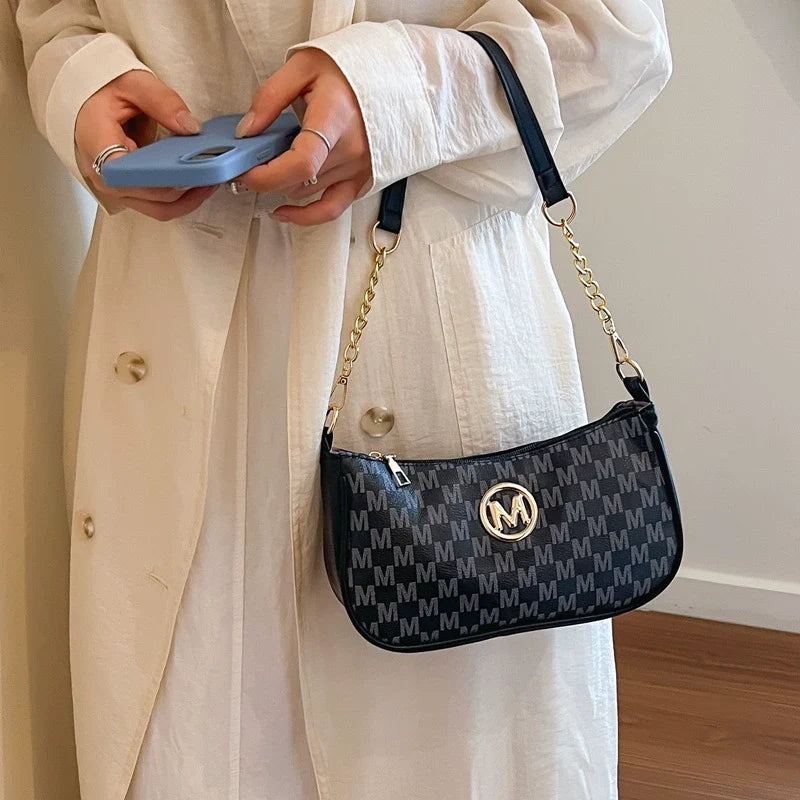 Brown Monogram Chain Hobo Bag